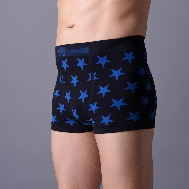 Man seamless boxer, jacquard weave, popular fitting design, soft weave. XLS005, Blue star, man shorts