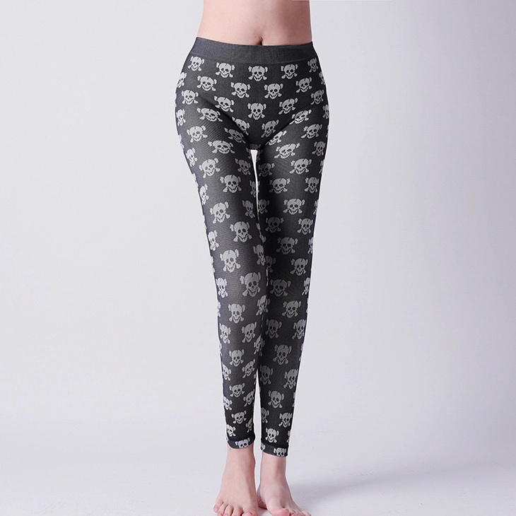 Push up skinny leggings for Jogger lady, body shaper , black with grey pattern design Xll010