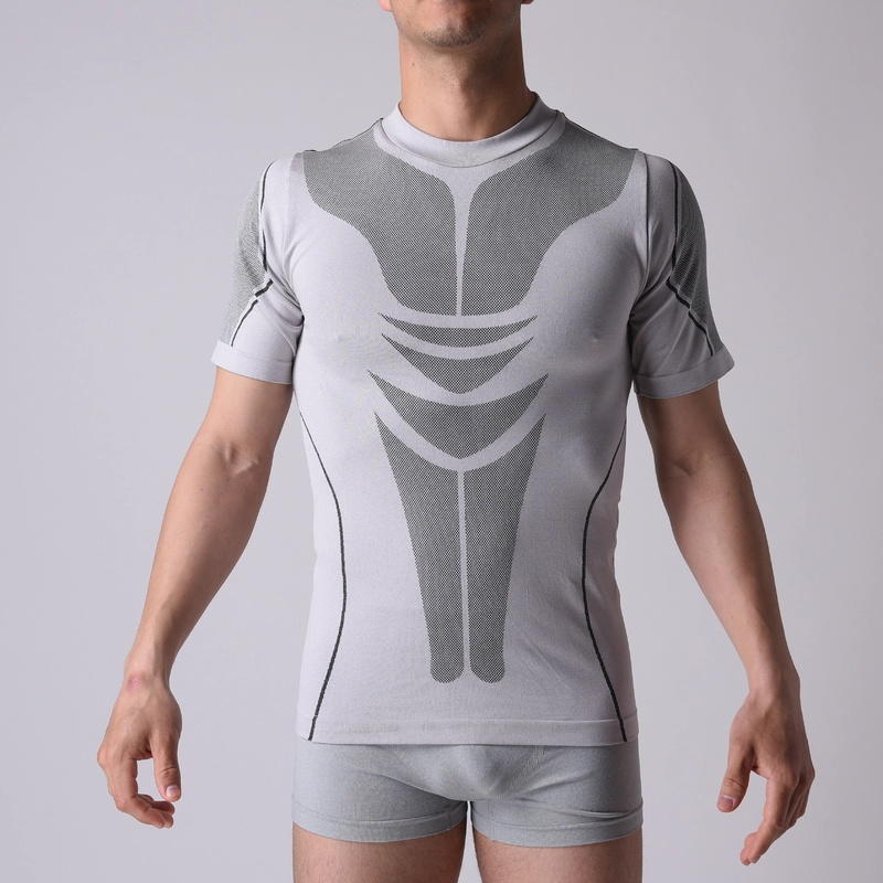 T-shirt seamless short sleeve for men, stretch tight compression Gym shirt plain XLSS003