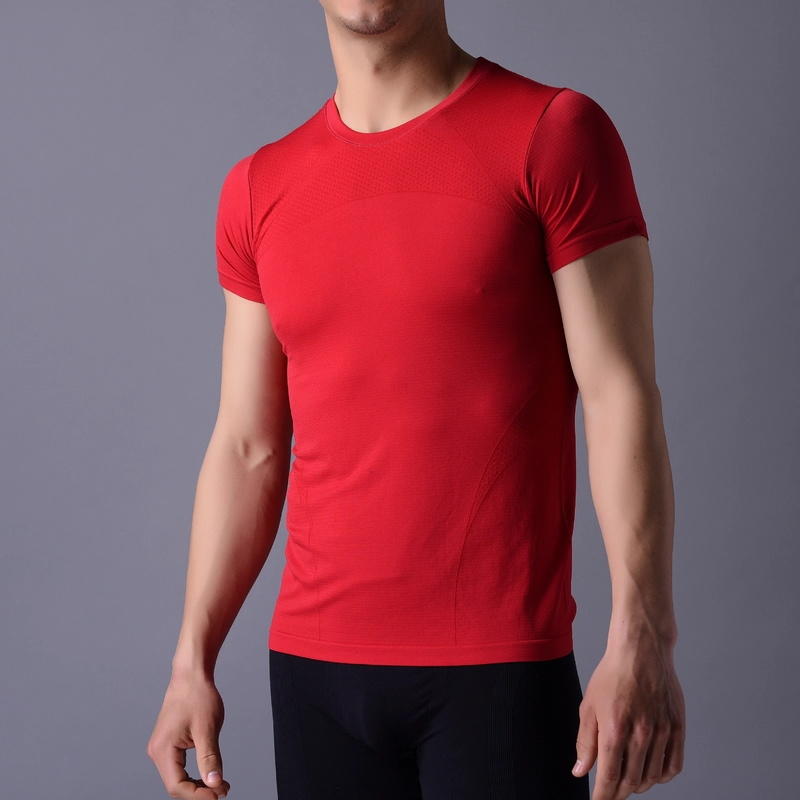 Seamless T-shirt, customized for party, workout,even office. XLSS005, Red Yoga shirt