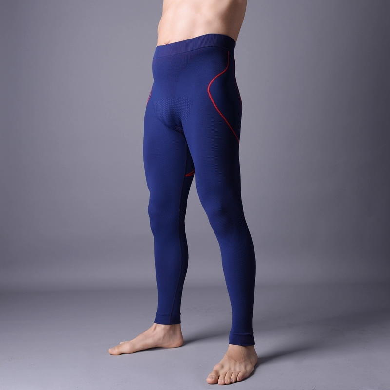 Men Seamless Outdoor workout Compression Cycling blue leggingsXll001